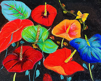 Arthoriums mixed media painting