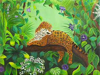 Leopard in the Forest oil painting