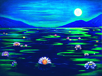 Lotuses in the Full Moon oil painting
